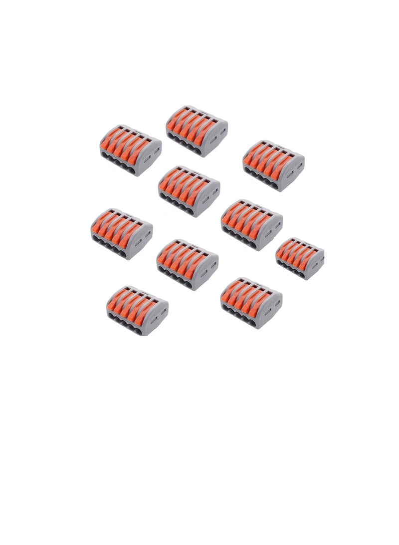 Wago Type Universal Compact Wiring Connector Conductor Terminal Block for Cables 0.08 to 4mm Block Pin Cable connector FJ Series Pack of 10. (5 Pole) - Image 1