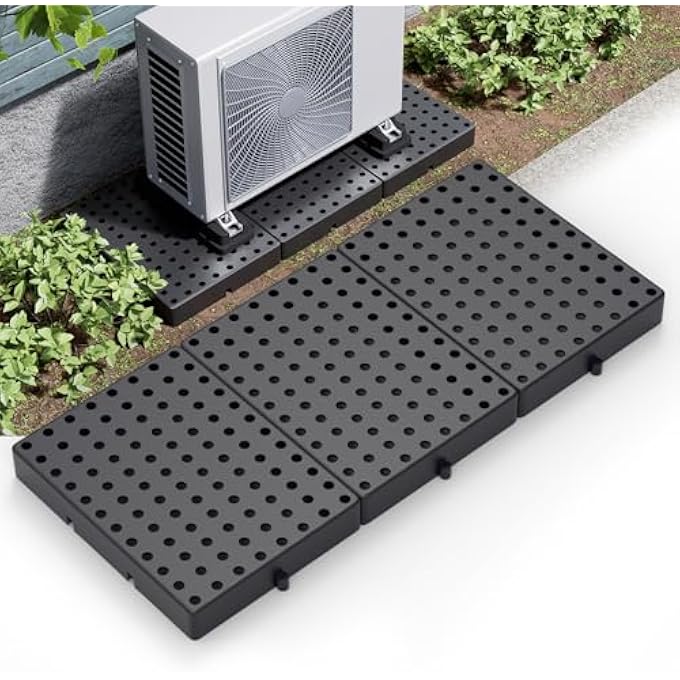 3 PIECE SPLICED MINI SPLIT PAD FOR OUTDOOR CONDENSER UNITS. 35.5 X 15.5 X 2 INCH PLASTIC EQUIPMEMT PAD FOR DUCTLESS MINI SPLIT AIR CONDITIONER HEAT PUMP SYSTEMS, CONDENSER ANTI VIBRATION PADS - Image 1