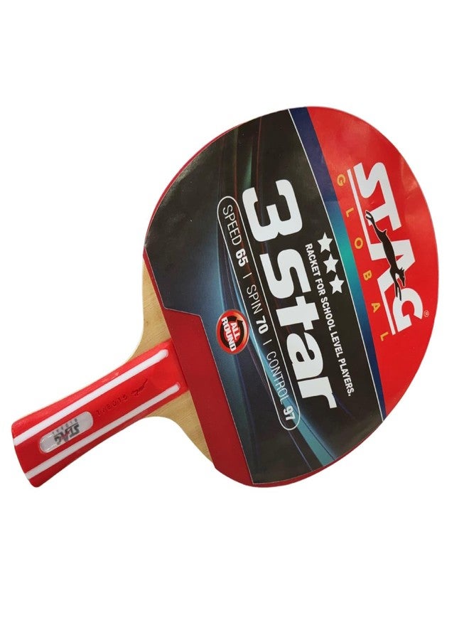 Stag Global 3 Star Table Tennis (T.T) Racket | Premium ITTF Approved Rubber| Beginner-Intermediate Series T.T Racquet| Pro Custom Designed Comfortable Grip Paddle - Image 5