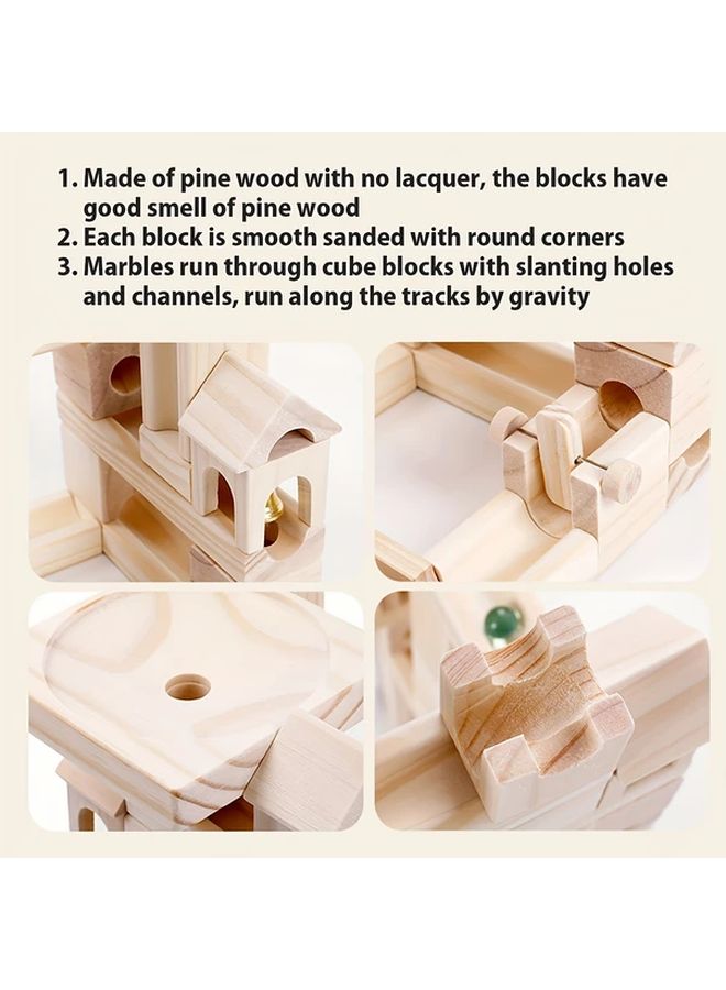 60PCS Wooden Marble Run Building Blocks Toys STEM Learning Construction Play Set - Image 5