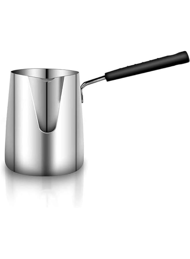 Turkish Coffee Pot, Stainless Steel Milk and Coffee Warmer, Coffee Pot, Chocolate and er Melting Pot with Heat Resistant Handle, Universal er and Milk Warmer, Small Sauce Pan (600ML) - Image 1