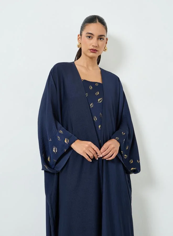Amirah Navy Blue Embellished Abaya and Dress Set