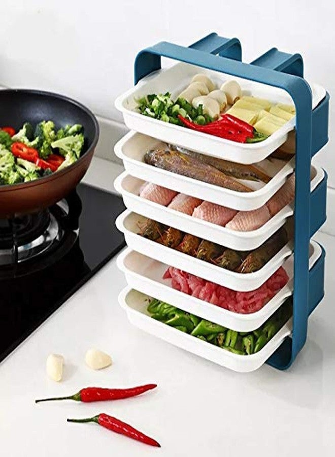 FAGVA Plastic 6 Layer Wall-Mounted Food Organizer Rack || Kitchen Fruit Vegetable Storage Dish Holder || Wall-Hanging Shelves Pantry Organizer Box - Image 1