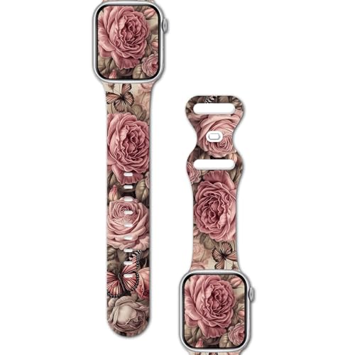 ZenZest Floral watch Bands Compatible with Apple Watch Band for women 44mm 40mm 38mm 41mm 45mm 49mm 42mm, Soft Silicone Cute Flower Pattern Sport Strap for iWatch Bands Series Ultra 2 SE 9 8 7 6 5 4 3 2 1 - Image 3