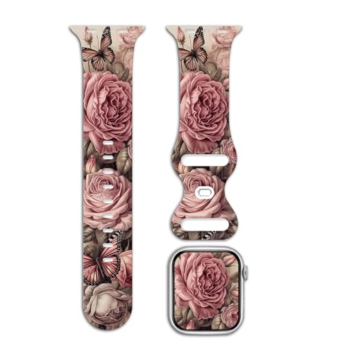 ZenZest Floral watch Bands Compatible with Apple Watch Band for women 44mm 40mm 38mm 41mm 45mm 49mm 42mm, Soft Silicone Cute Flower Pattern Sport Strap for iWatch Bands Series Ultra 2 SE 9 8 7 6 5 4 3 2 1 - Image 2