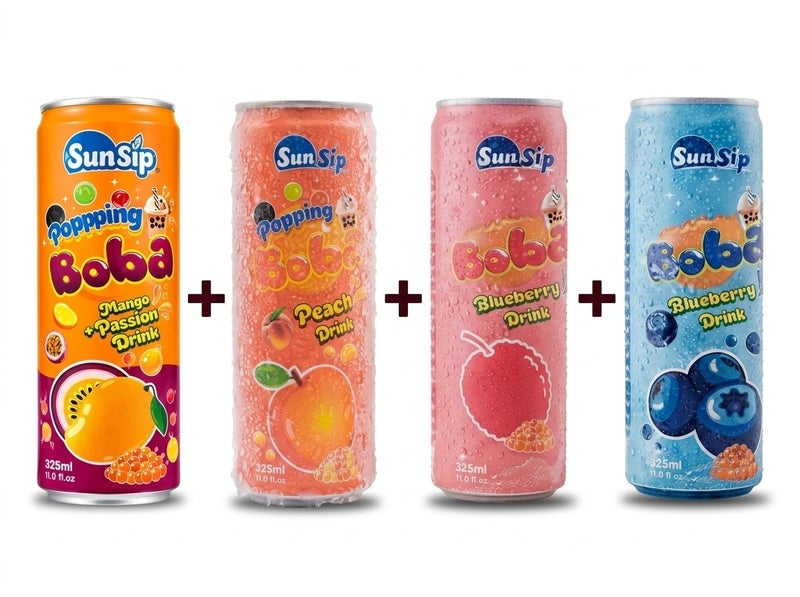 Mango Boba + Berry Boba + Peach Boba + Lychee Boba