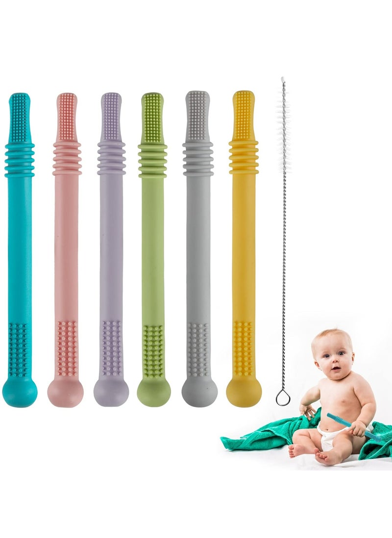 Oasisgalore 6 Pack Silicone Teething Tubes | BPA Free, Freezable & Dishwasher Safe for Babies 3-12 Months  - Image 1