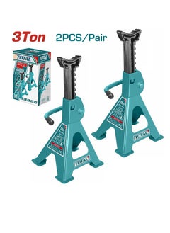 TOTAL TOTAL 2Pcs Pair 3-Ton Jack Stand – Adjustable Height 270mm-410mm, Heavy-Duty Vehicle Lift for Car, Truck & Garage Use, Stable Large Saddle Design – Packaged in Color Box  - Image 1