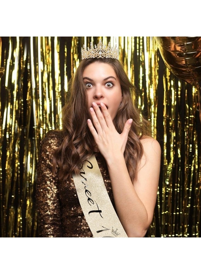 كوسايد مجموعة ديكورات حفلات أعياد الميلاد "Sweet 16"، تتضمن وشاحًا فضيًا لامعًا وتاجًا للنساء في عيد الميلاد السادس عشر، ودبوسًا قابلًا للتعديل، ولوازم حفلات للفتيات - Image 4