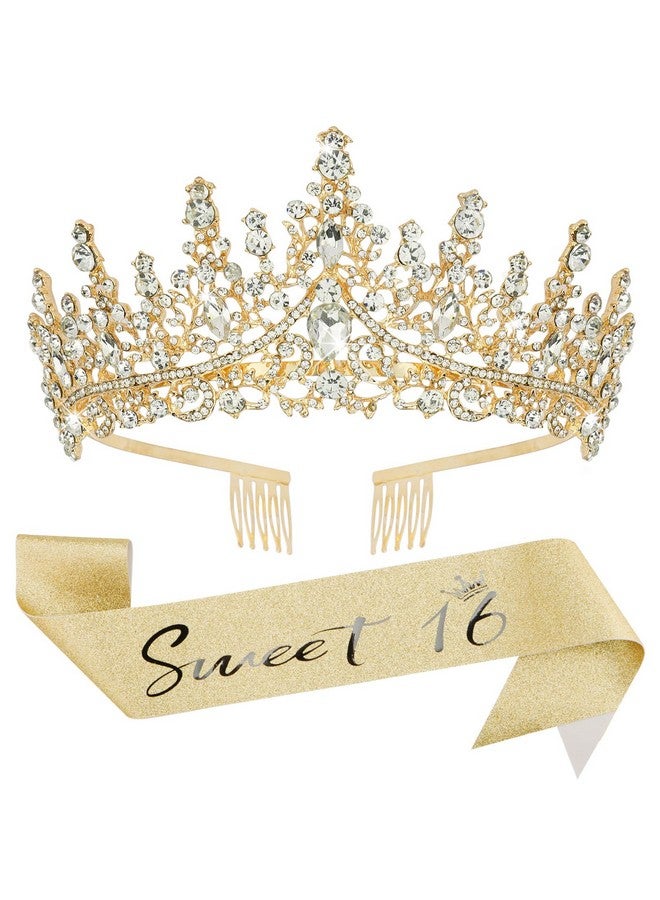 كوسايد مجموعة ديكورات حفلات أعياد الميلاد "Sweet 16"، تتضمن وشاحًا فضيًا لامعًا وتاجًا للنساء في عيد الميلاد السادس عشر، ودبوسًا قابلًا للتعديل، ولوازم حفلات للفتيات - Image 1
