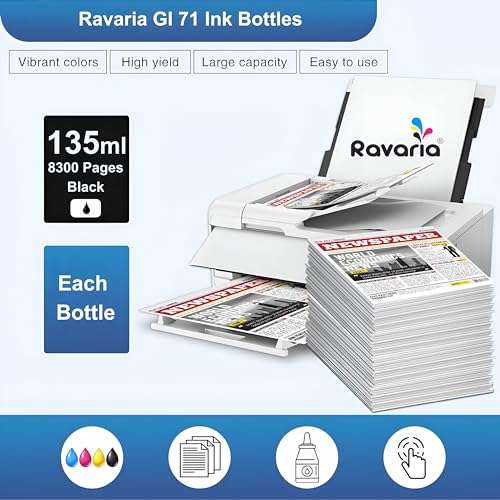 Ravaria GI 71 Ink for Canon Printer G1020 G1730 G1737 G2020 G2021 G2060 G3020 G3730 G3770 G4770 (GI 71 Ink Black 2 Pcs) - Image 3