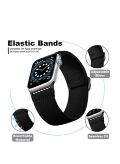 KASTWAVE KASTWAVE Bands Compatible with Apple Watch Band 44mm 42mm 40mm 38mm for Women Men, Elastic Solo Loop Soft Breathable Braided Nylon Stretchy Bands for iWatch/ Apple Watch SE Series 1 2 3 4 5 6  - Image 3