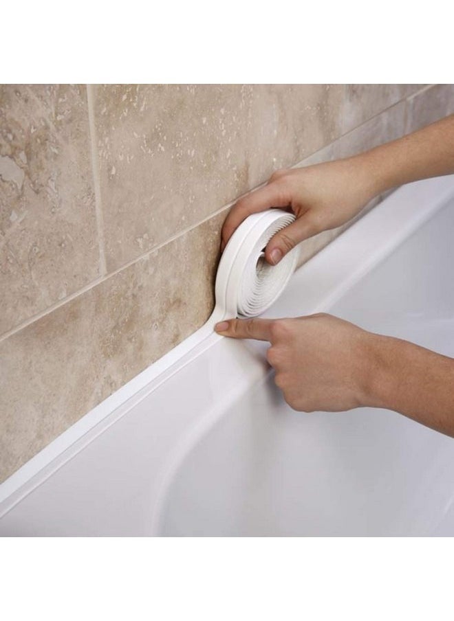 Beauenty Sealing Tape,Caulk Tape,Bathroom Corner Caulking Tape,Self-Adhesive Sealing Tape Used for Kitchen Sink,Toilet, Bathroom Bathtub, Tub Floor Wall Edge Protector Strip,1.5 inch*10.5 feet,White,1 Pack  - Image 1