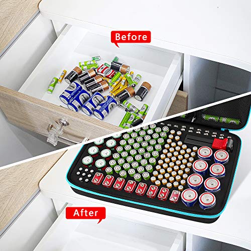 PAIYULE Battery Organizer Storage Case Box with Tester Checker, 220+ Batteries Holder Bag fits for AA AAA AAAA 9V C D Lithium 3V LR44 1.5V CR1632 CR2032 Home Garage Container - Image 5