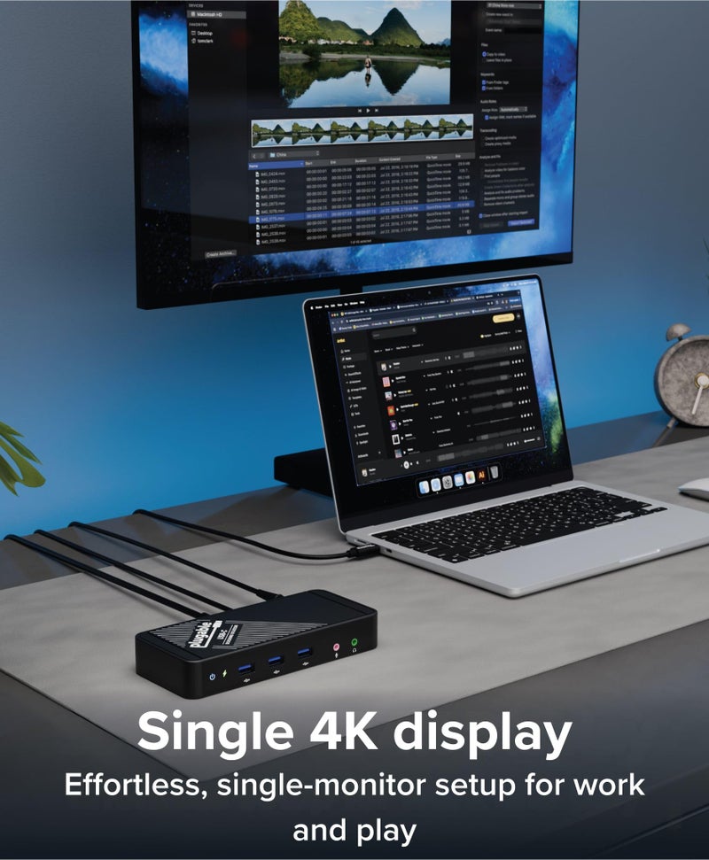 Plugable USB-C Dock with 4K HDMI and 60W Charging, Compatible with Thunderbolt 3/4, USB4, and USB C macOS, Windows, and Chromebook 1Gbps Ethernet, 3X USB 3.0, 2X USB 2.0, Driverless - Image 3