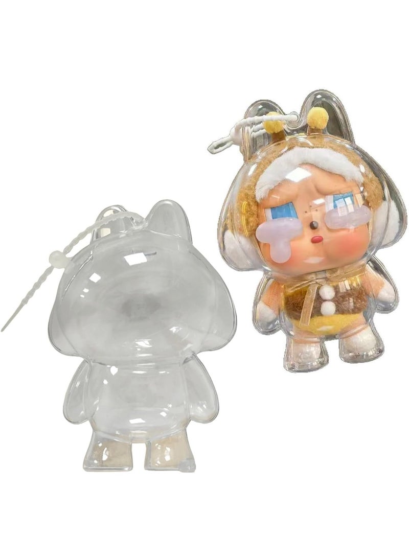 BRIXSPARK Clear Bag Keychain For LABUBU Plush Doll,Hanging Display Case,Protective Case,Plastic PVC Storage Box  - Image 1