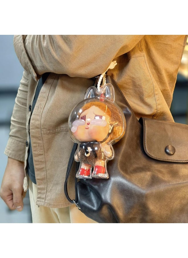BRIXSPARK Clear Bag Keychain For LABUBU Plush Doll,Hanging Display Case,Protective Case,Plastic PVC Storage Box  - Image 5