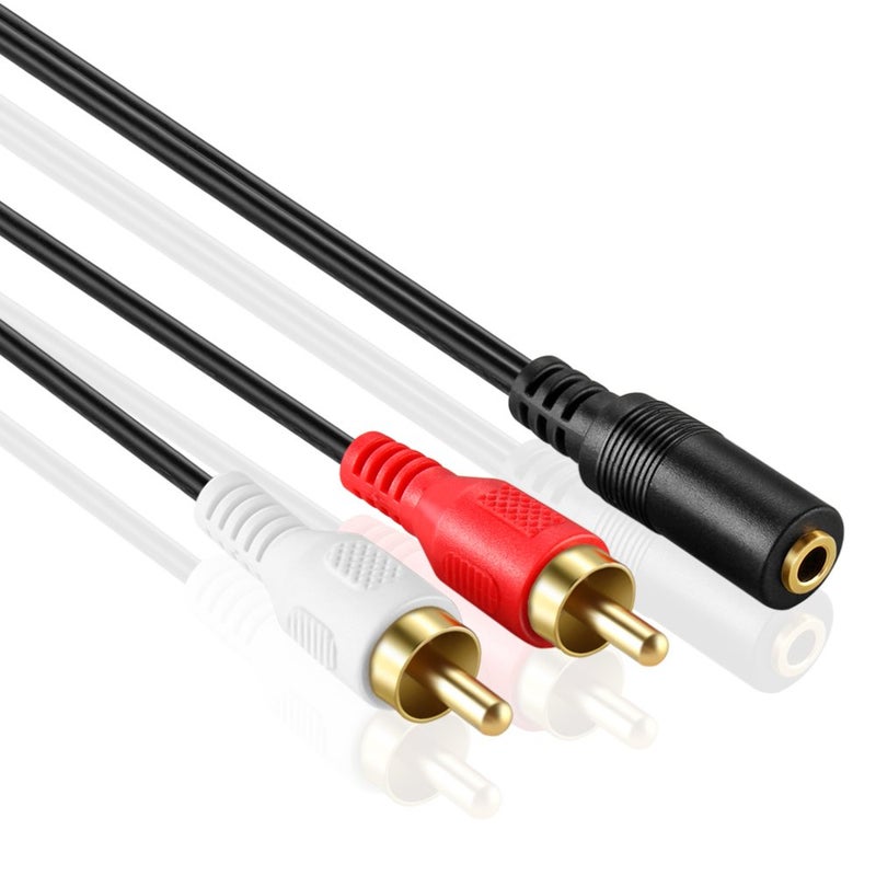OBVIS 3.5mm to RCA Stereo Audio Cable Adapter - Female to Male Bi-Directional AUX Auxiliary Headphone Jack Plug Y Splitter to Left/Right 2RCA Male Connector Plug Wire Cord - Image 2