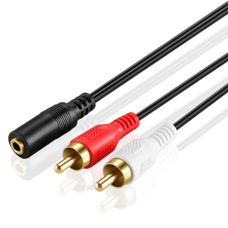 OBVIS 3.5mm to RCA Stereo Audio Cable Adapter - Female to Male Bi-Directional AUX Auxiliary Headphone Jack Plug Y Splitter to Left/Right 2RCA Male Connector Plug Wire Cord - Image 1