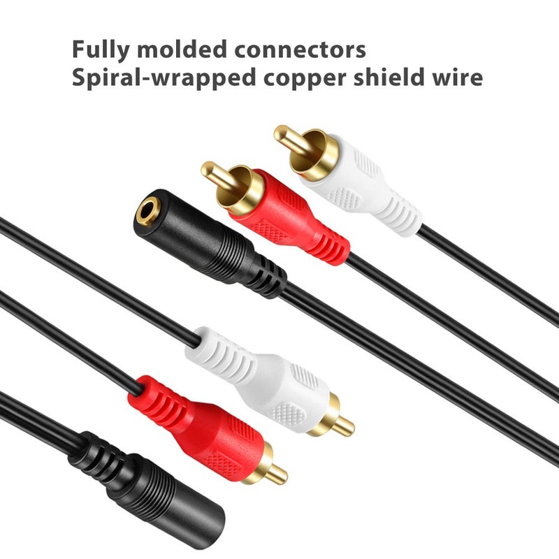 OBVIS 3.5mm to RCA Stereo Audio Cable Adapter - Female to Male Bi-Directional AUX Auxiliary Headphone Jack Plug Y Splitter to Left/Right 2RCA Male Connector Plug Wire Cord - Image 4