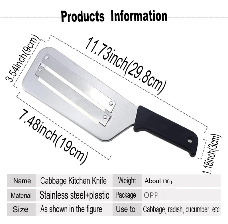 YIANI Cabbage Kitchen Knife Slicer Chopper Shredder Sauerkraut Cutter Coleslaw Grater (Black) - Image 2