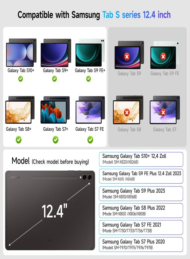 HOU Keyboard for Samsung Galaxy Tab S10+ Plus/S9+ Plus/S9 FE+ Plus/S8+ Plus/S7+ Plus/S7 FE 12.4" with Magnetic Case,Floating Cantilever,Multi-Function Trackpad,7 Colors Backlit,S Pen Holder,White - Image 2