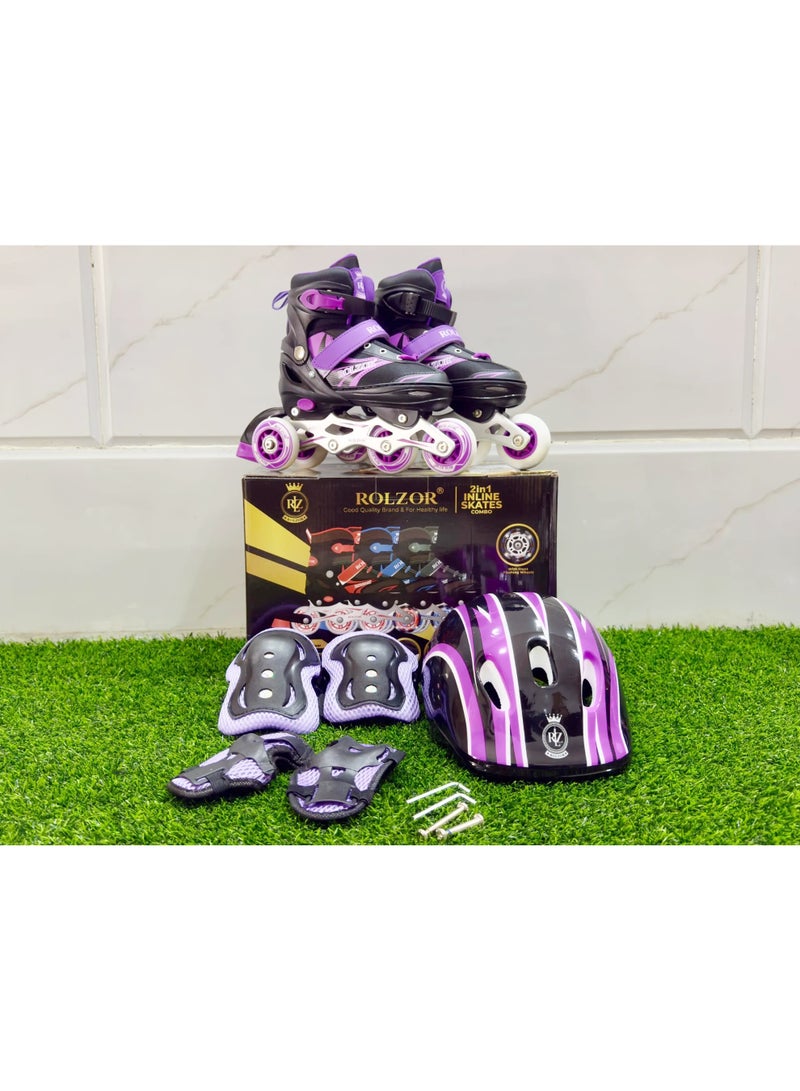 ROLZOR RZ-1700 Adjustable Inline Skates with Protective Gear | Comfortable, Durable & Smooth Ride for Kids and Adults - Image 1
