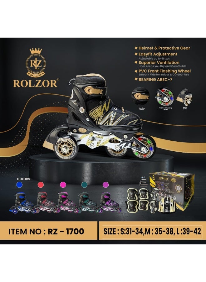 ROLZOR RZ-1700 Adjustable Inline Skates with Protective Gear | Comfortable, Durable & Smooth Ride for Kids and Adults - Image 2