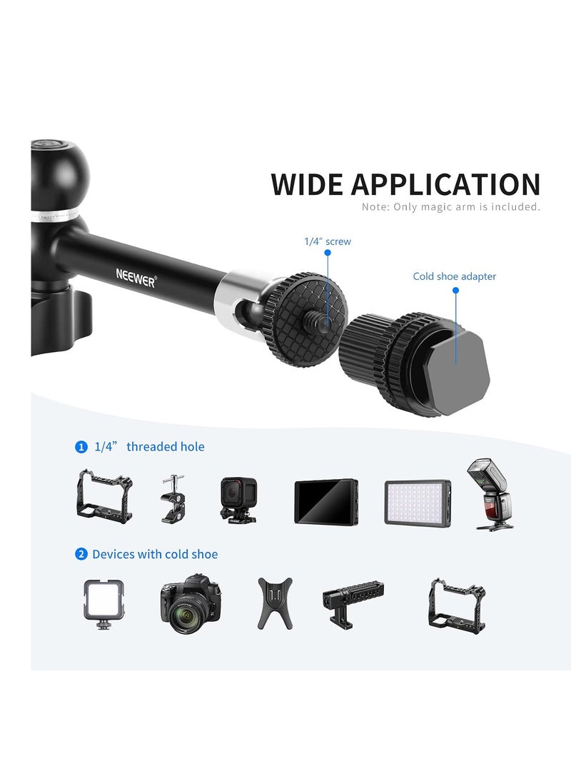 Neewer ST20 Articulating Magic Arm with Super Clamp – 11" Adjustable Friction Arm for Camera Monitors, LED Lights, and Microphones black - Image 3