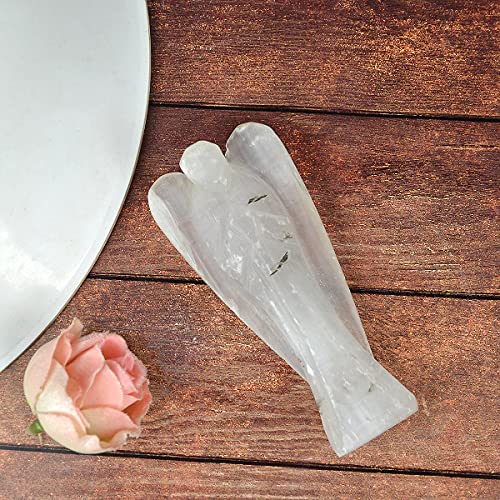 Crystu Selenite Angel Natural Crystal Stone Angels Size 7.6 cm (3 inch). Charged by Reiki Grand Master & Vastu Expert (Color : Selenite) - Image 2
