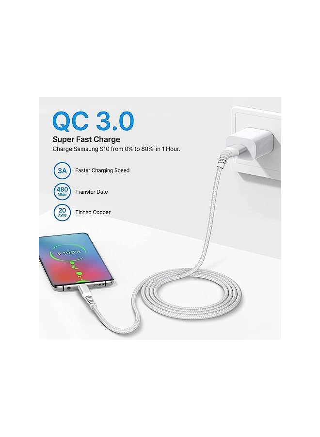 Aioneus كابل C بطول 2م 2 حزمة Aioneus كابل نايلون مضفر من نوع C كابل شحن سريع USB C لهواتف سامسونج جالاكسي S22 S21 S20 S10 S9 S8، هواوي P50 P40 P30، جوجل بيكسل والمزيد - Image 2