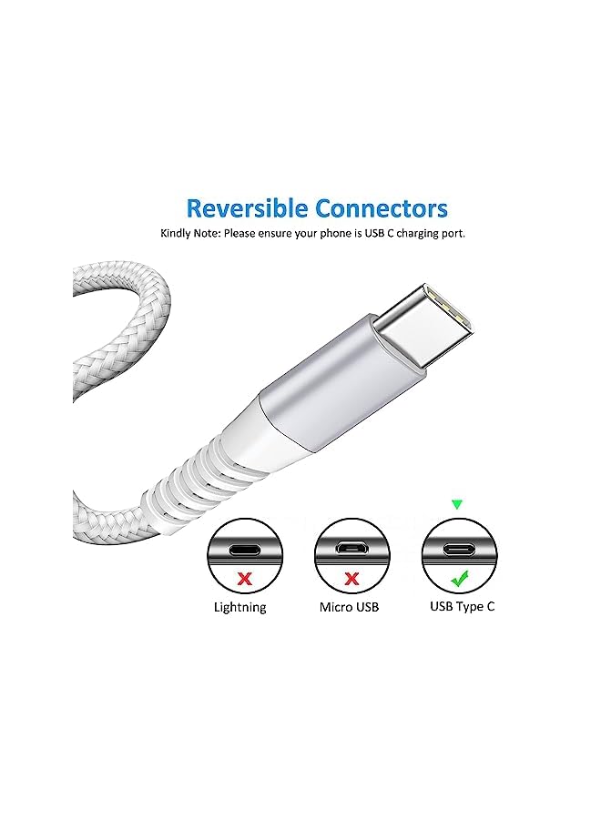 Aioneus كابل C بطول 2م 2 حزمة Aioneus كابل نايلون مضفر من نوع C كابل شحن سريع USB C لهواتف سامسونج جالاكسي S22 S21 S20 S10 S9 S8، هواوي P50 P40 P30، جوجل بيكسل والمزيد - Image 4