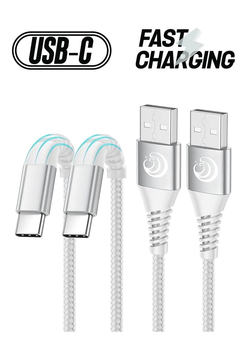 Aioneus كابل C بطول 2م 2 حزمة Aioneus كابل نايلون مضفر من نوع C كابل شحن سريع USB C لهواتف سامسونج جالاكسي S22 S21 S20 S10 S9 S8، هواوي P50 P40 P30، جوجل بيكسل والمزيد - Image 1