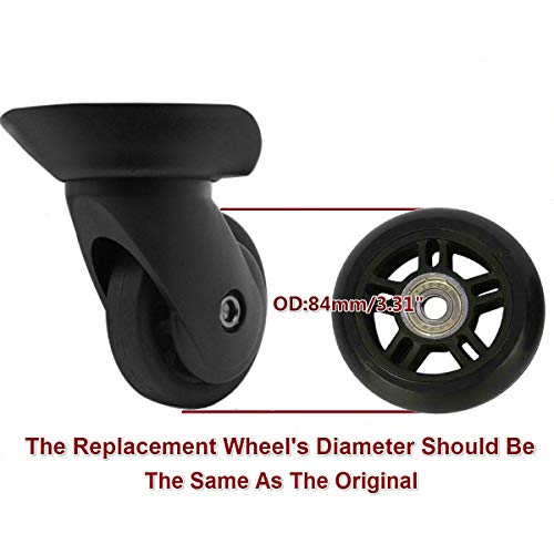 ORO 1 Pair Luggage Wheels Replacement 84x24mm(3.31"x0.94") with 8mm(0.31") Bearings Wheels for Suitcase and Inline Outdoor Skate - Image 4