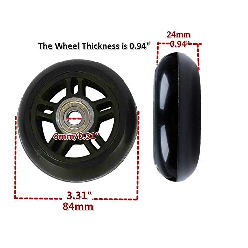 ORO 1 Pair Luggage Wheels Replacement 84x24mm(3.31"x0.94") with 8mm(0.31") Bearings Wheels for Suitcase and Inline Outdoor Skate - Image 3