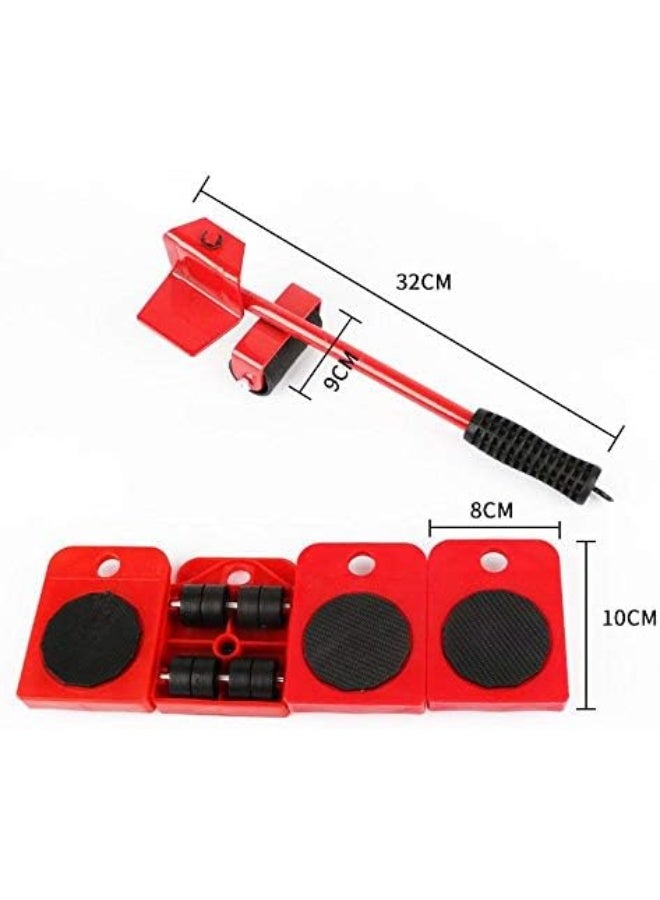 MoonmenTool أداة رفع ونقل الأثاث من مونمن تول، مجموعة 5 قطع/طقم لأدوات نقل الأثاث الثقيلة مع 1 قضيب رفع و4 حزم منزلقات أثاث قابلة للدوران 360 درجة - Image 2