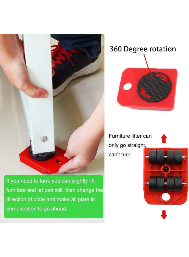 MoonmenTool أداة رفع ونقل الأثاث من مونمن تول، مجموعة 5 قطع/طقم لأدوات نقل الأثاث الثقيلة مع 1 قضيب رفع و4 حزم منزلقات أثاث قابلة للدوران 360 درجة - Image 3