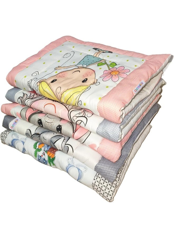 Frido Pack Of 5 New Born Baby Godadi Combo Set Soft Cotton Crib Sheet Cartoon Mat Bedding Set - Image 1