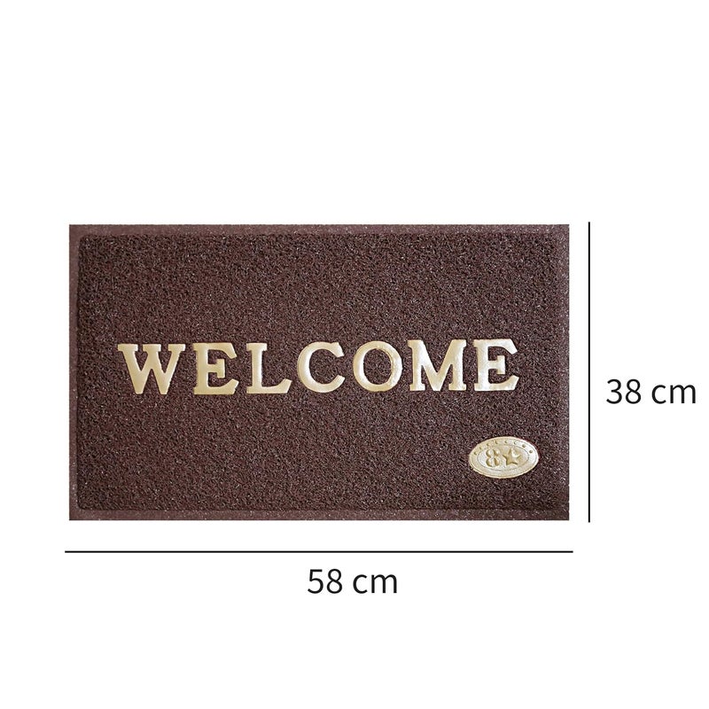 VSTUCART Welcome Door Mat Anti Skid PVC Doormat for Home Perdan for Main Door58x38 cm Brown Pack of 2 - Image 3