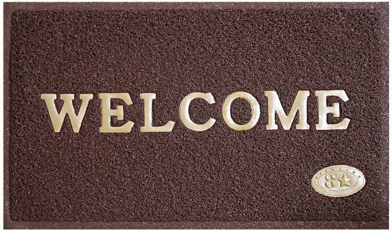 VSTUCART Welcome Door Mat Anti Skid PVC Doormat for Home Perdan for Main Door58x38 cm Brown Pack of 2 - Image 5