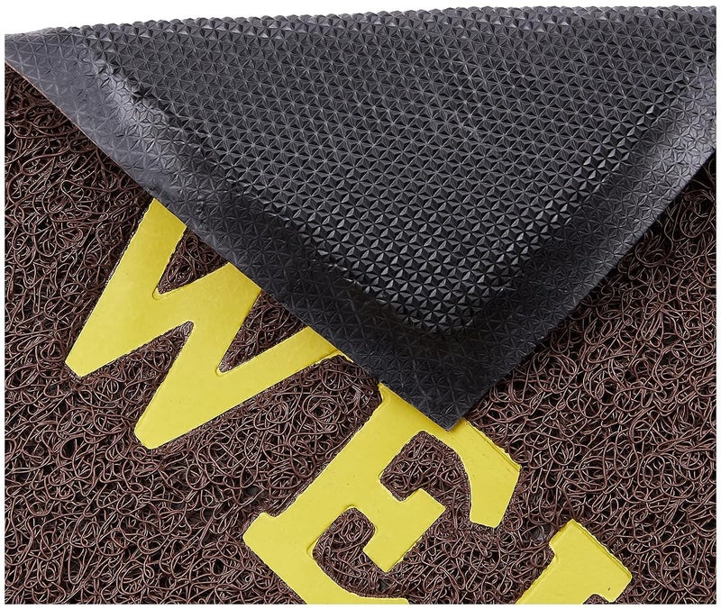 VSTUCART Welcome Door Mat Anti Skid PVC Doormat for Home Perdan for Main Door58x38 cm Brown Pack of 2 - Image 4