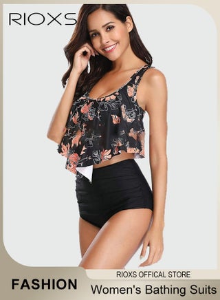Women's Fashion Separate Swimwears Two-Piece Printing Swimsuits Ruffled Flounce Top Summer Backless Tankini Bathing Suits Ladies High Waisted Swimwear - pzsku/ZF10CAA47C6F6F6533589Z/45/_/1725694788/8c45b3e2-5a88-433d-8993-b8d8a27ccce3