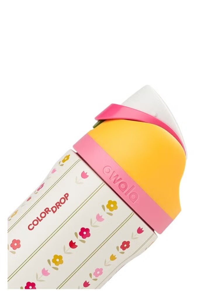 Freesip معزولة زجاجة المياه من الفولاذ المقاوم للصدأ مع القش للرياضة والسفر, Bpa-Free, 24 أوقية, زهرة التاج - Image 3