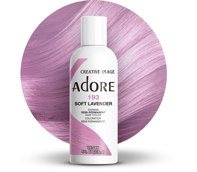 Adore Semi Permanent Hair Color Vegan and CrueltyFree Purple Hair Dye 4 Fl Oz 193 Soft Lavender Pack of 1