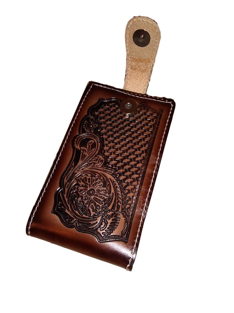 marquez Western autentic Leather Mexican cel Phone case for Belt with Magnetic Closure. Universal Size (Brown) - Image 2
