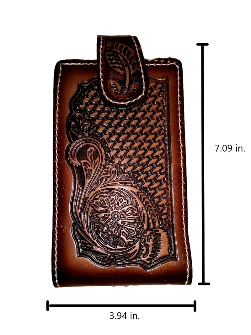 marquez Western autentic Leather Mexican cel Phone case for Belt with Magnetic Closure. Universal Size (Brown) - Image 5