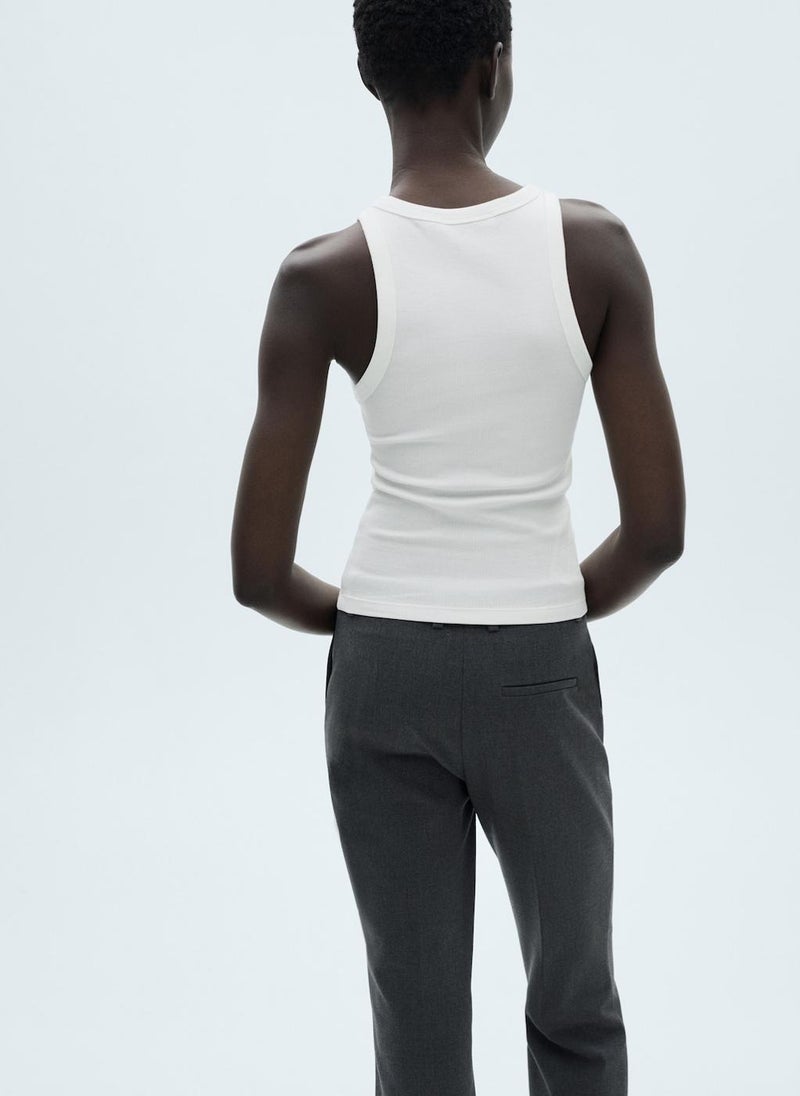 MANGO - Ribbed Cotton-Blend Top - Image 1