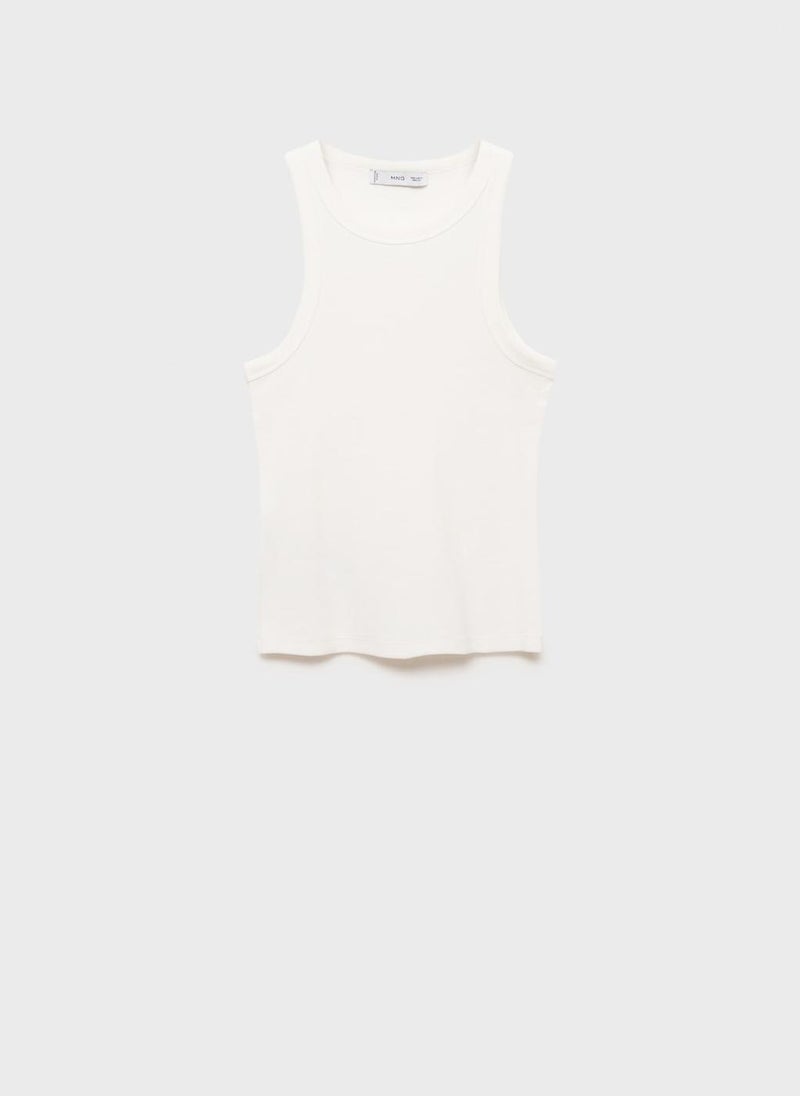 MANGO - Ribbed Cotton-Blend Top - Image 1