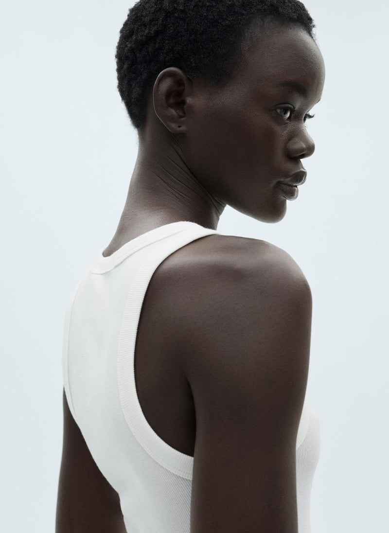 MANGO - Ribbed Cotton-Blend Top - Image 1