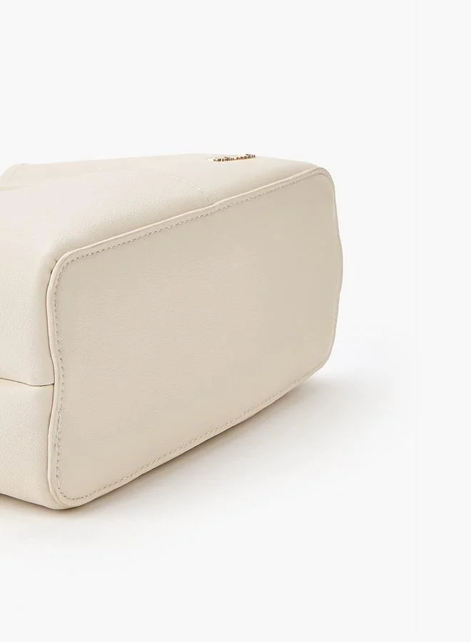 Flora Bella By Shoexpress CREAM Scarf Accent Tote Bag with Detachable Strap and Zip Closure for Women | Best Price UAE